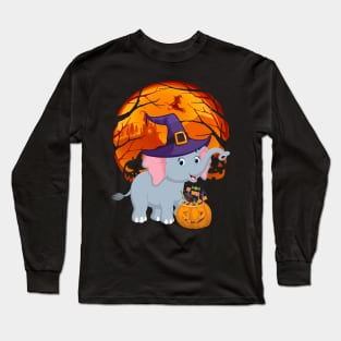 Elephant pumpkin witch Long Sleeve T-Shirt